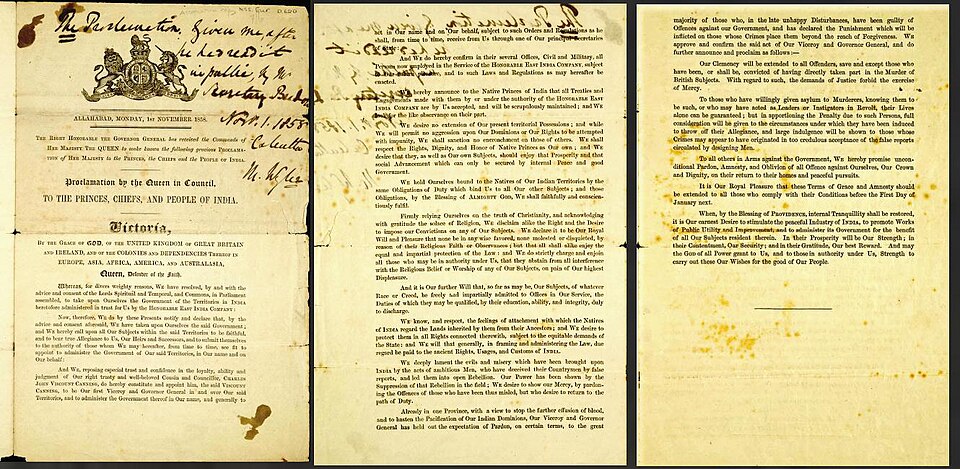 Queen Victoria's Proclamation (1858)